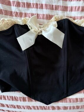 Black and white strapless corset